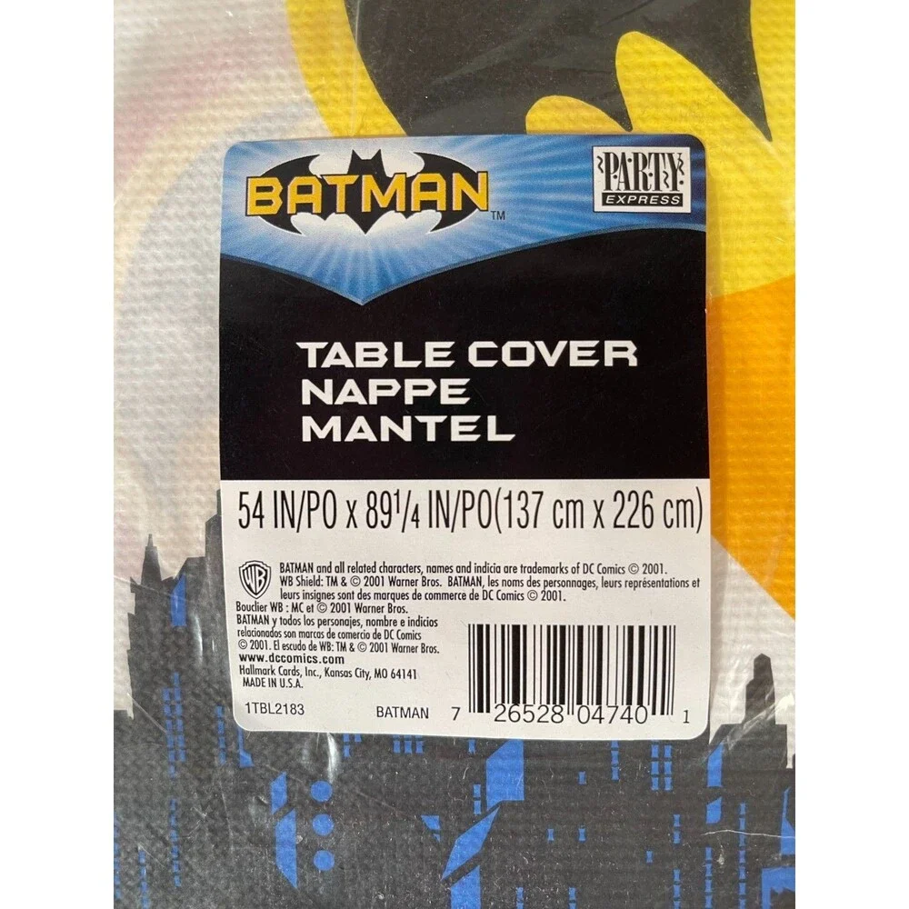 Vintage 2001 Batman Table Cover NOS Sealed DC Comics Y2K Birthday Party 54x89
